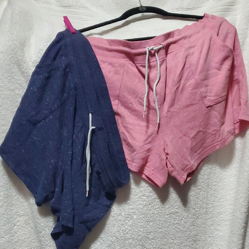 Athletic Pink and Blue Shorts with Elastic Waistband